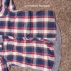 Blue and Red Plaid Button-Up Shirt